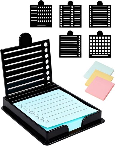 استنسل وحامل ملاحظات لاصقة مع 5 قوالب، قالب قابل لإعادة الاستخدام مقاس 3 × 3 بوصة متوافق مع ملاحظات ما بعد النشر للمكتب والمنزل in Kuwait