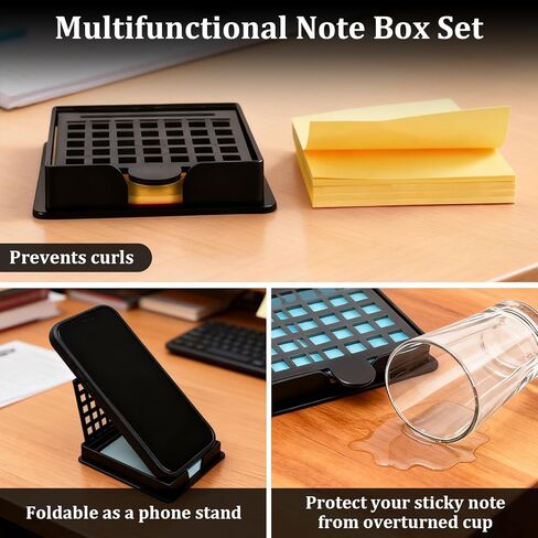 استنسل وحامل ملاحظات لاصقة مع 5 قوالب، قالب قابل لإعادة الاستخدام مقاس 3 × 3 بوصة متوافق مع ملاحظات ما بعد النشر للمكتب والمنزل in Kuwait