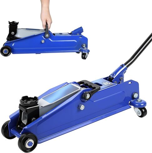 3 Ton Floor Jack (6600 lbs), Steel Low Profile, Heavy-Duty Hydraulic Car Jack with Fast Pump, Lifting Range 5"-15.2" (Blue) in Saudi Arabia