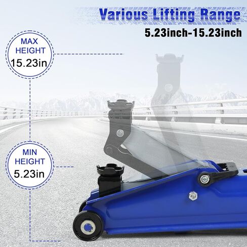 3 Ton Floor Jack (6600 lbs), Steel Low Profile, Heavy-Duty Hydraulic Car Jack with Fast Pump, Lifting Range 5"-15.2" (Blue) in Saudi Arabia