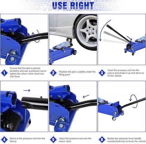 3 Ton Floor Jack (6600 lbs), Steel Low Profile, Heavy-Duty Hydraulic Car Jack with Fast Pump, Lifting Range 5"-15.2" (Blue) in Saudi Arabia