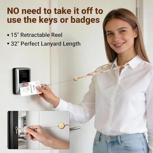 حبال لشارات الهوية والمفاتيح، قطعتان من حبل المعلم مع حامل لبطاقة الهوية، حبل خشبي لطيف مطرز مع بكرة قابلة للسحب للعمل المدرسي للفتيات والنساء in Kuwait