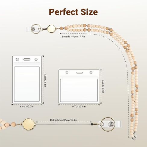 حبال لشارات الهوية والمفاتيح، قطعتان من حبل المعلم مع حامل لبطاقة الهوية، حبل خشبي لطيف مطرز مع بكرة قابلة للسحب للعمل المدرسي للفتيات والنساء in Kuwait