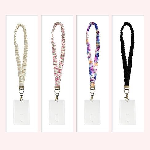 Scrunchie Lanyard with ID Badge Holder, Stretchy Lanyards for Teachers, Nurse & Office Staff, 15 Inches Neck ID Lanyard, 4-Pack Set in Saudi Arabia