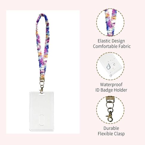 Scrunchie Lanyard with ID Badge Holder, Stretchy Lanyards for Teachers, Nurse & Office Staff, 15 Inches Neck ID Lanyard, 4-Pack Set in Saudi Arabia