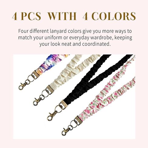 Scrunchie Lanyard with ID Badge Holder, Stretchy Lanyards for Teachers, Nurse & Office Staff, 15 Inches Neck ID Lanyard, 4-Pack Set in Saudi Arabia