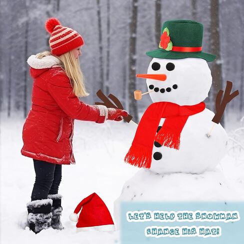 مجموعة بناء رجل ثلج مكونة من 17 قطعة مع قبعتين، لوازم تزيين رجل الثلج للشتاء لتزيين عيد الميلاد في الهواء الطلق، قطعتان من قبعات رجال الثلج أدوات صنع الثلج لديكور حفلات عيد الميلاد (حجم كبير) in Kuwait