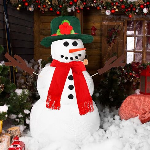 مجموعة بناء رجل ثلج مكونة من 17 قطعة مع قبعتين، لوازم تزيين رجل الثلج للشتاء لتزيين عيد الميلاد في الهواء الطلق، قطعتان من قبعات رجال الثلج أدوات صنع الثلج لديكور حفلات عيد الميلاد (حجم كبير) in Kuwait