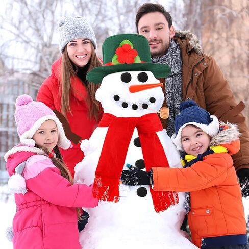 مجموعة بناء رجل ثلج مكونة من 17 قطعة مع قبعتين، لوازم تزيين رجل الثلج للشتاء لتزيين عيد الميلاد في الهواء الطلق، قطعتان من قبعات رجال الثلج أدوات صنع الثلج لديكور حفلات عيد الميلاد (حجم كبير) in Kuwait
