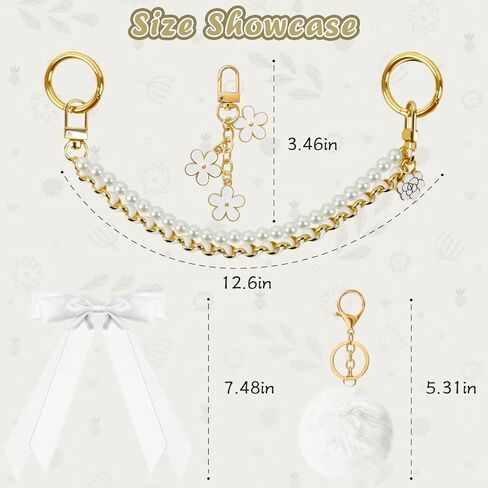 WUQID 4PCS Tote Bag Charms Kit, Decorative Bow, Pom Pom, Pearls & Flower Chain Decor Bag Accessories for Stanley, YETI Camino 20/35/50 & Bogg Beach Tote Bags for Girls Women in Saudi Arabia