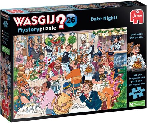 Wasgij Mystery 26, Date Night! - 1000 Piece Jigsaw Puzzles for Adults - Fun Challenging & Brainteasing Adults Jigsaw Puzzle - Puzzle What Happens Next - 100% Recycled Cardboard - 1000pcs - Jumbo in Saudi Arabia