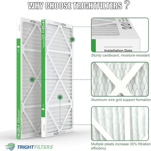 TRIGHTFILTERS 12x12x1 فلتر هواء 6 عبوات، متين MERV 8 مرشحات فرن HVAC AC منزلية مطوية، استبدال مرشح مكيف الهواء المدمج خفيف الوزن in Saudi Arabia