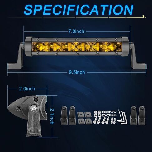 ACEC SHOP 6 Inch LED Light Bar Amber 2PCS 60W Ultra Slim Single Row Light Bars Spot Beam Driving Lights Yellow Fog Lighting LED Pod Lights for Truck Motorcycle SXS Off-Road UTV ATV in Saudi Arabia