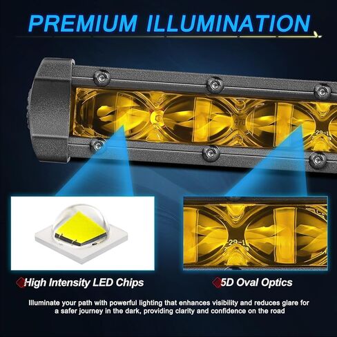 ACEC SHOP 6 Inch LED Light Bar Amber 2PCS 60W Ultra Slim Single Row Light Bars Spot Beam Driving Lights Yellow Fog Lighting LED Pod Lights for Truck Motorcycle SXS Off-Road UTV ATV in Saudi Arabia