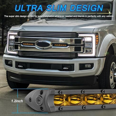 ACEC SHOP 6 Inch LED Light Bar Amber 2PCS 60W Ultra Slim Single Row Light Bars Spot Beam Driving Lights Yellow Fog Lighting LED Pod Lights for Truck Motorcycle SXS Off-Road UTV ATV in Saudi Arabia