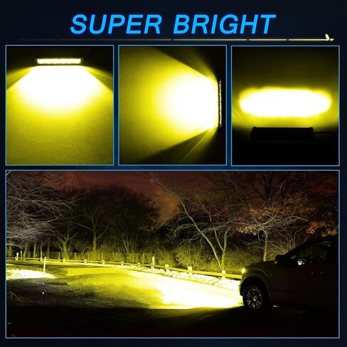 ACEC SHOP 6 Inch LED Light Bar Amber 2PCS 60W Ultra Slim Single Row Light Bars Spot Beam Driving Lights Yellow Fog Lighting LED Pod Lights for Truck Motorcycle SXS Off-Road UTV ATV in Saudi Arabia