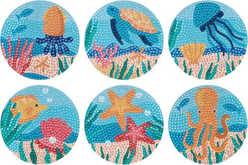 Diamond Art Club Coasters - Mandala 2 ، Diamond Painting Kit ، Fun Diy Crafts for البالغين ، وقوادات الفنون الماسية للمبتدئين ، 3.9 "× 3.9" (10 سم × 10 سم) ، (حزمة 6) in Kuwait
