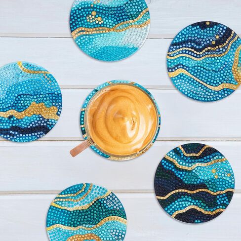Diamond Art Club Coasters - Mandala 2 ، Diamond Painting Kit ، Fun Diy Crafts for البالغين ، وقوادات الفنون الماسية للمبتدئين ، 3.9 "× 3.9" (10 سم × 10 سم) ، (حزمة 6) in Kuwait