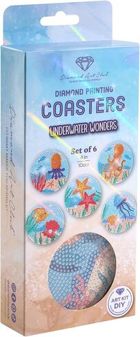 Diamond Art Club Coasters - Mandala 2 ، Diamond Painting Kit ، Fun Diy Crafts for البالغين ، وقوادات الفنون الماسية للمبتدئين ، 3.9 "× 3.9" (10 سم × 10 سم) ، (حزمة 6) in Kuwait