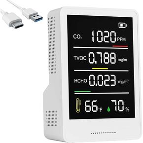 جهاز مراقبة جودة الهواء MXY، ثاني أكسيد الكربون الاحترافي والدقيق، TVOC، HCHO، عداد جسيمات الرطوبة ودرجة الحرارة، للمنزل، المكتب، المدرسة، الفندق، السيارة in Kuwait