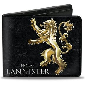 Buckle-Down Men's Wallet Bifold PU Game of Thrones House Lannister Rampant Lion Sigil, 4.0" x 3.5"
