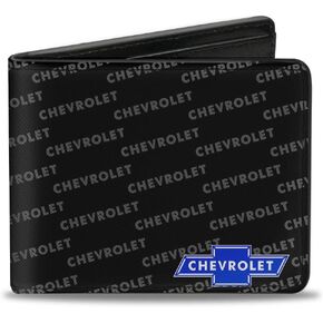 Buckle-Down Men's PU Bifold Wallet-Chevy Bowtie Corner w/Text, Multicolor, 4.0" x 3.5"