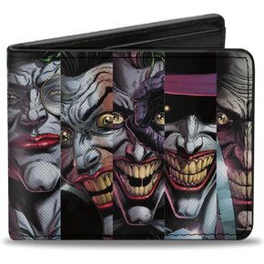 DC Comics Wallet, Bifold, The Joker Ten Comic Book Cover Expression Blocks, Vegan Leather