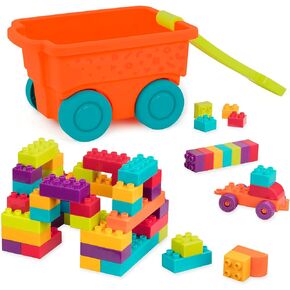 Battat – Building Blocks & Wagon – 55-Piece Block Set – Construction Playset For Kids, Toddlers – Developmental Toy – 18 Months + – Locbloc Wagon