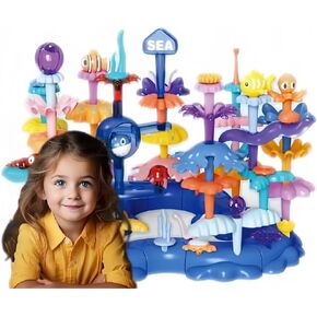 PSDVAYI Ocean Underwater World Coral Toy, Ocean Blocks, Coral Garden Building, Kids Birthday Gift, STEM Toy for Toddler Activities Ages 3 4 5 6(76PCS)