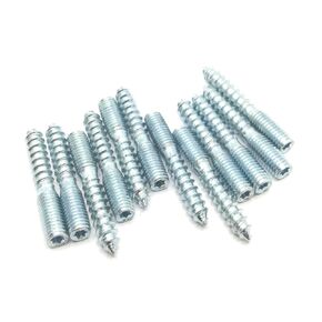 Haozheng Hanger Bolt M8x50 فضي مزدوج الرأس بولت برغي ذاتي التنصت للأثاث 12 قطعة