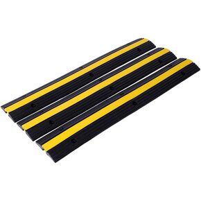 PULLAFUN Speed ​​Bump Hump 5 حزم 2 قنوات إخفاء الحبل الثقيل، غطاء سلك الأرضية سعة تحميل 11000 رطل، 5 حزم 2 قنوات منحدر حماية الكابل