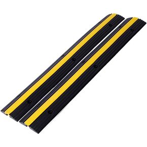 PULLAFUN Speed Bump Hump 5 Packs 2 Channels Heavy Cord Hider, Floor Cord Cover 11000 LBS Load Capacity, 5 Packs 2 Channels Cable Protector Ramp