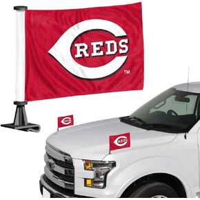 FANMATS Cincinnati Reds Ambassador Car Flags - 2 Pack Mini Auto Flags, 4in X 6in.