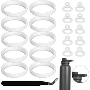 PEUTIER 21pcs Water Bottle Lid Replacement for Thermoflask 24/32/40/64oz, Water Bottle Gasket Replacement Accessories & Tweezers Silicone O Ring Seal Ring Part Compatible with Thermoflask Spout Lid