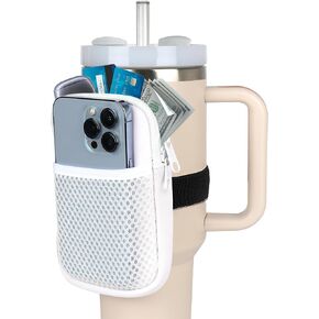 evron Water Bottle Pouch for Stanley Cup, Stanley Cup Accessories 40oz with Spacious Opening Mesh Pocket Fit for Most Mobiles,Gym Accessories Slip Proof Elastic Armband Tumbler Pouch