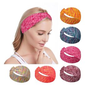 FULZTEY Headbands for Women Fashion Wide Hairbands Neutral Twist Criss Cross Headwraps Boho Bandanas Soft Stretchy Turban Non Slip Yoga Workout Sweat Head Band for Women's Hair Accessories 6Pcs