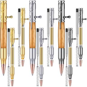 Gisafai 6 Pcs Bolt Action Pen Kits for Woodturning Bulk Woodturning Ballpoint Pen Kit Turning Pen Kits with Pen Mandrel Slimline Pen Turning Supplies for DIY Making Home(Gold) in Kuwait