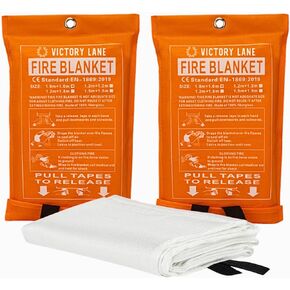 2 Pack Emergency Fire Blanket - Fire-Resistant Safety Blankets for Kitchen, Home, Car, Camping Use - Compact Fire Extinguisher Blanket for Smothering Flames (2 Pack - Standard)