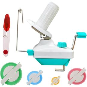 Yarn Ball Winder, Weaving Ball WinderNeedle Craft Yarn Ball Winder Hand Operated Sturdy with Metal Handle and Tabletop Clamp, with 4 Size Pom Pom Makers+1PS Scissors