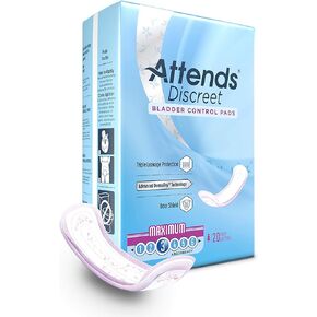 Attends Discreet Maximum Female Incontinent Pad Maximum 13" L ADPMAX, Maximum, 20 Ct