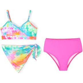 PATPAT Girl's Swimsuits 3 Piece Bikini Sets Bathing Suit with Cover Up Beach Skirt Summer Beachwear