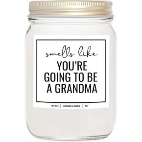 YouNique Designs First Time Grandma Gifts, Pregnancy Announcement for Grandparents, Grand Baby Announcement for Parents, Promoted to Grandma Scented Soy Candles for Women,8 oz (Lavender & Vanilla)
