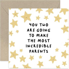 Old English Company New Baby Announcement Card - Gender Neutral Design, Blank Inside Envelope - FSC Certified Paper Board
