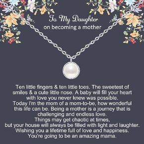 Pregnancy Gifts for First Time Moms, Gifts for Pregnant Daughter, New Mom Gifts, Sterling Silver Pearl Necklace Gifts for Mom To Be, Mothers Day Gift for Pregnant Daughter, Baby Shower Gifts
