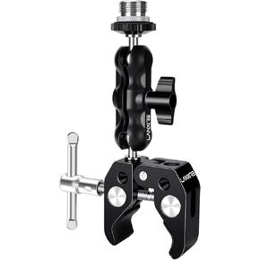 مشبك ميكروفون Lanxire Mic Mount مع ذراع سحري برأس كروي - متوافق مع الميكروفونات - أقصى تحميل 4.4 رطل/2 كجم - فتحات خيط 1/4 بوصة و3/8 بوصة