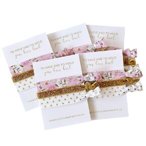 Bridal Shower Favors, Hair Ties Bracelet, Blush Floral Bachelorette Party Supplies Decorations (5 Pack)