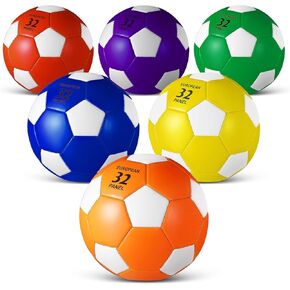 Jexine 6 Pcs Soccer Ball Bulk with Pump Official Size Indoor Outdoor Sport Soccer Gift for Child Teen Youth Adult Practice Game Training Back to School