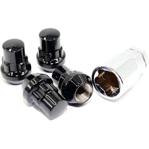 Set of 4 12x1.5 Veritek Black Acorn Bulge Tuner Wheel Locks for Toyota 4Runner Tacoma Rav4 Camry Corolla Avalon CH-R Prius Scion tC xB xD