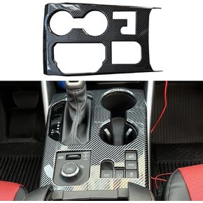 ruihe Carbon Fiber Pattern Car Gear Shift Knob Console Panel Trims Cup Holder Frame Cover Compatible with Fit for Toyota Highlander 2023 2024 L LE XLE XSE Limited Platinum Hybrid