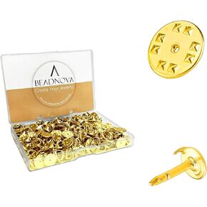 BEADNOVA 150 Pairs Butterfly Pin Backs Clutch Tie Tacks Pin Backs for Lapel Pins Blank Pins with Pin Backing (Gold, 150 Sets)